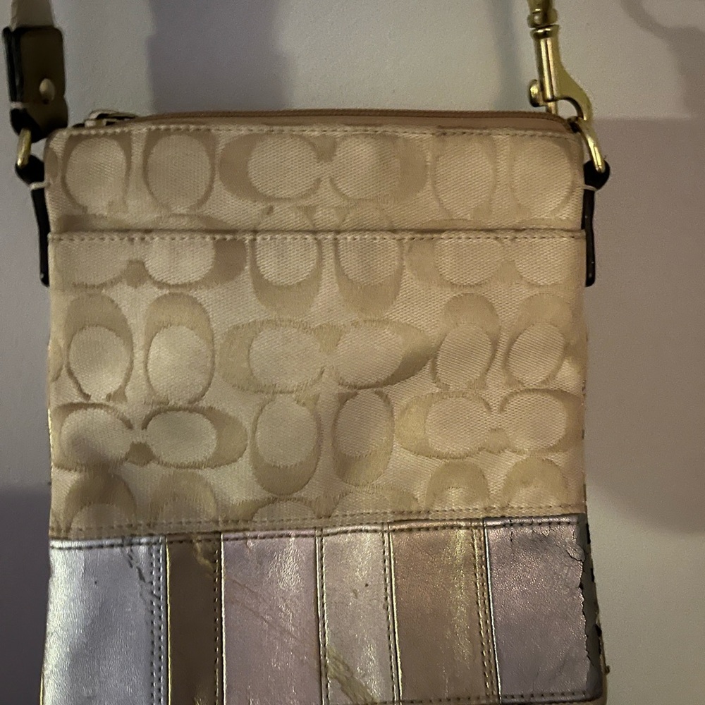 Coach Cream and Silver Crossbody Bag